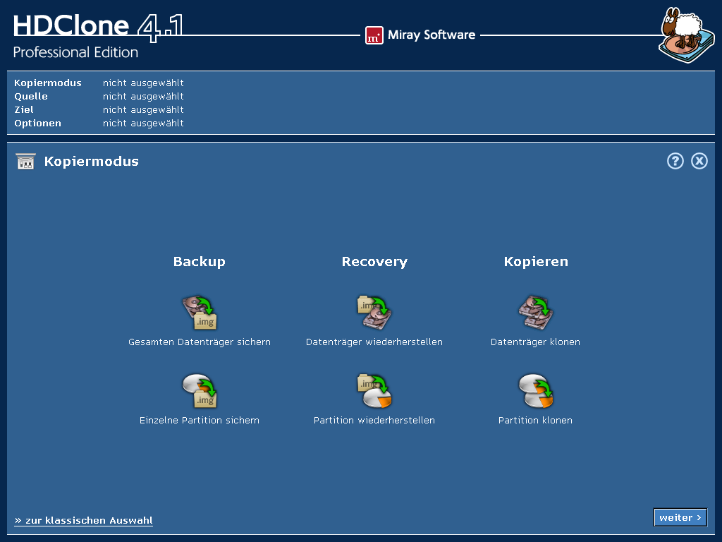 Screenshot vom Programm: HDClone Free Edition